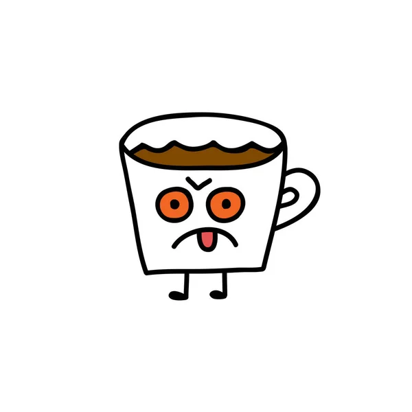 Lindo café taza emojis vector colección con diferentes expresiones — Archivo Imágenes Vectoriales