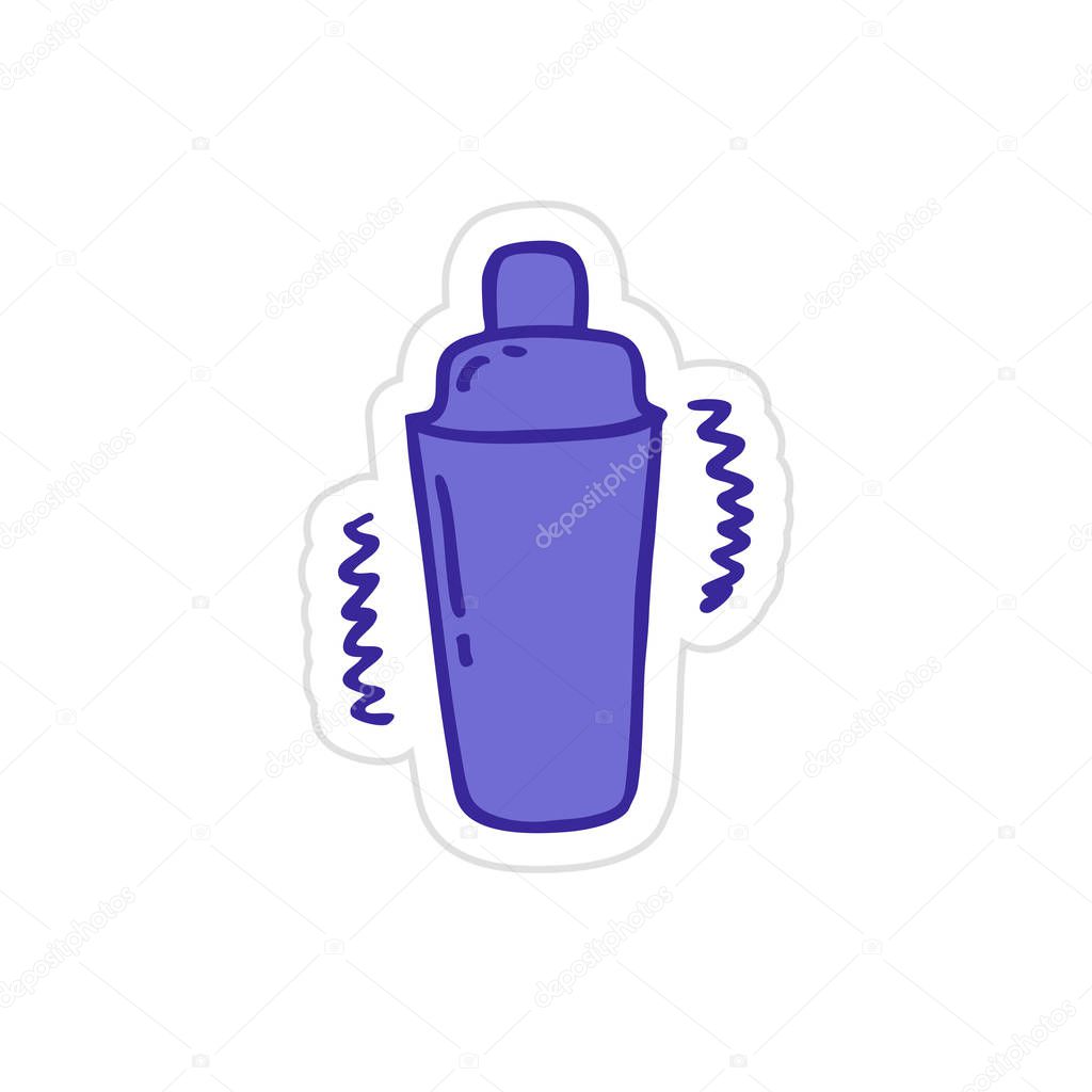 Cocktail shaker doodle sticker icon