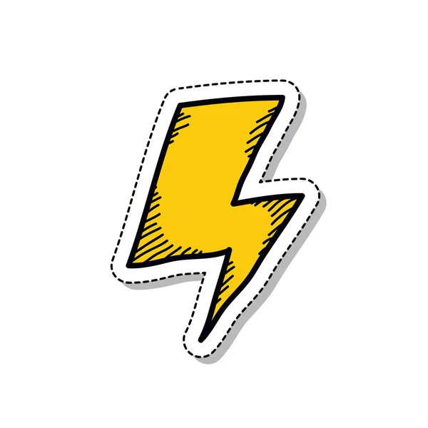 Lightning doodle klistermärke ikonen — Stock vektor