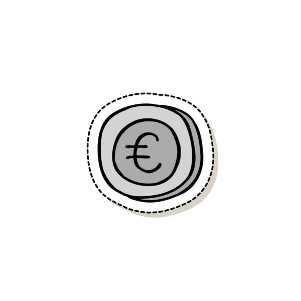 Moneda garabato icono — Vector de stock