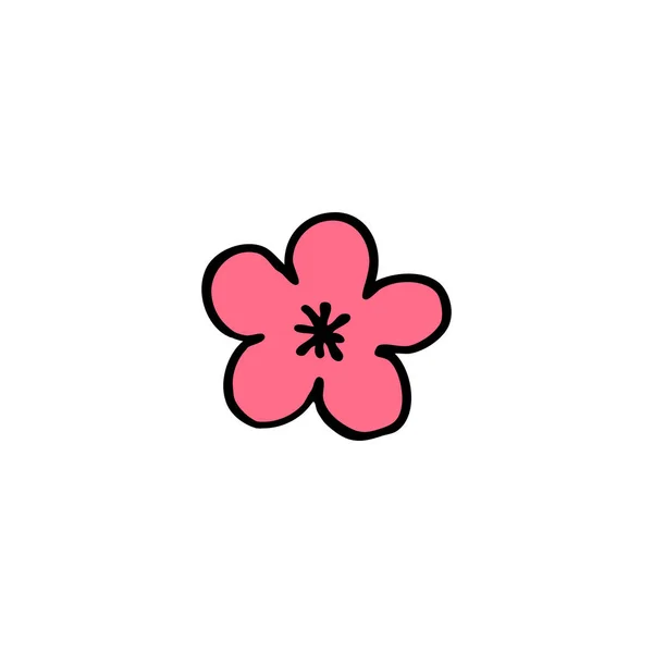 Ícone doodle flor sakura — Vetor de Stock