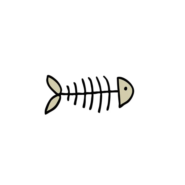 Fish skeleton doodle icon — Stock Vector