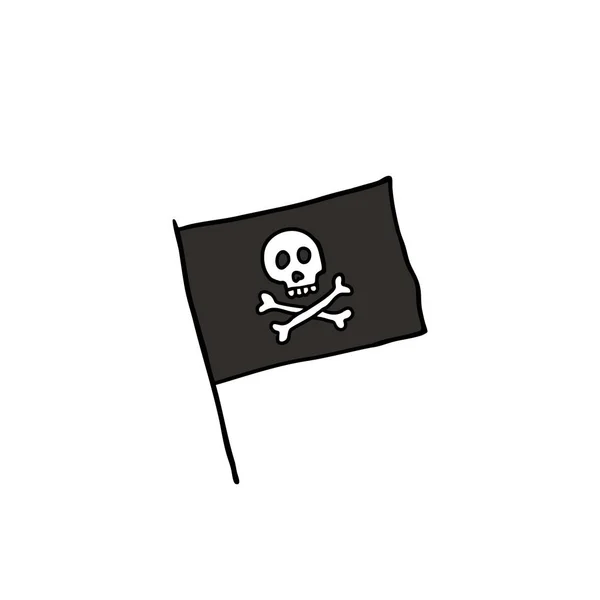Pirate flag, Jolly Roger doodle icon — Stock Vector