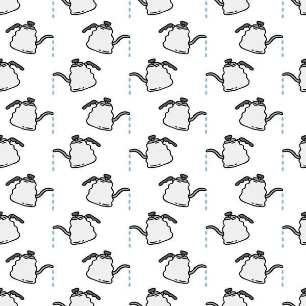 Bouilloire pour café motif doodle sans couture — Image vectorielle
