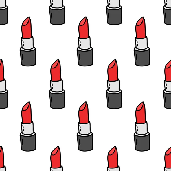 Lipstick seamless doodle pattern — Stock Vector