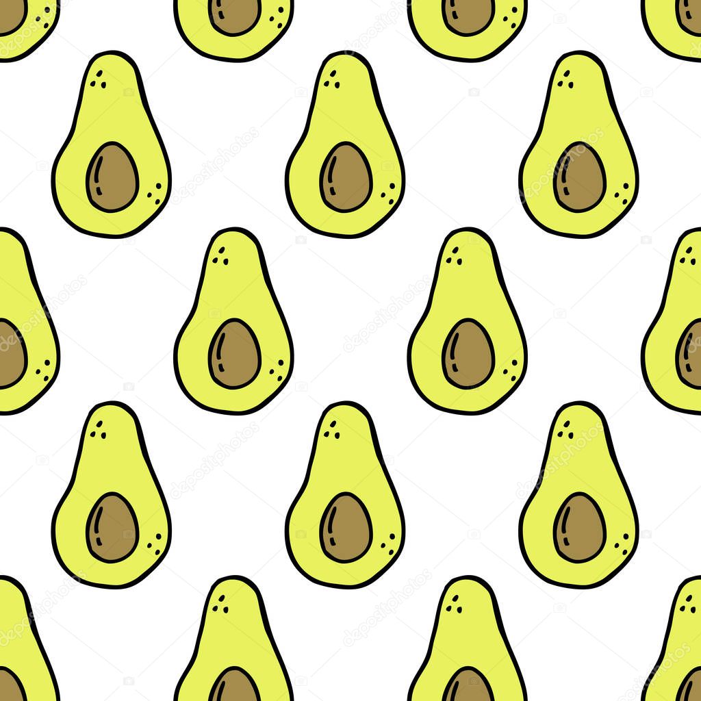 avocado seamless doodle pattern