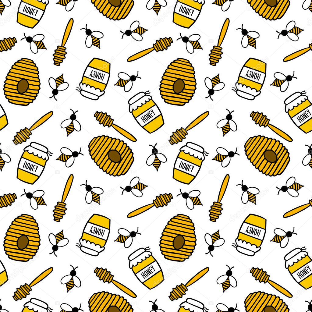 honey seamless doodle pattern