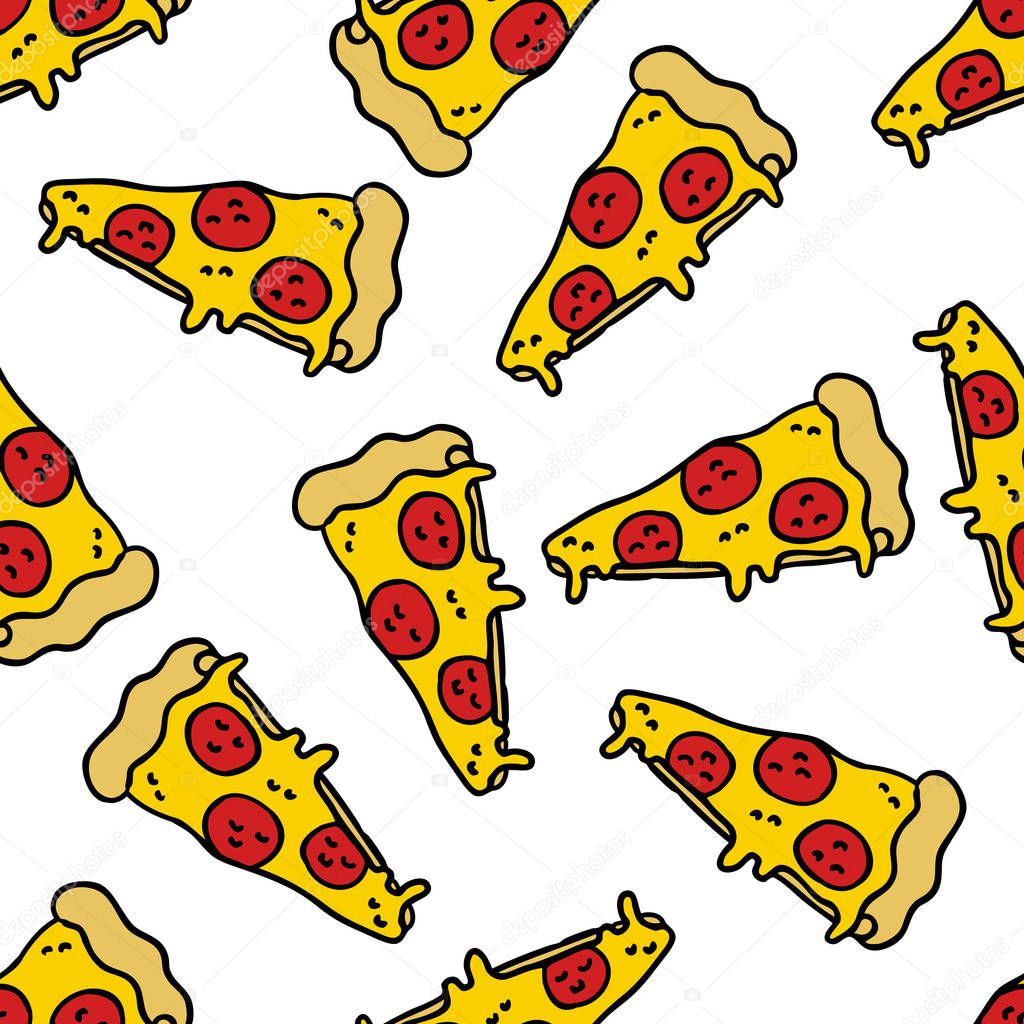 pizza seamless doodle pattern