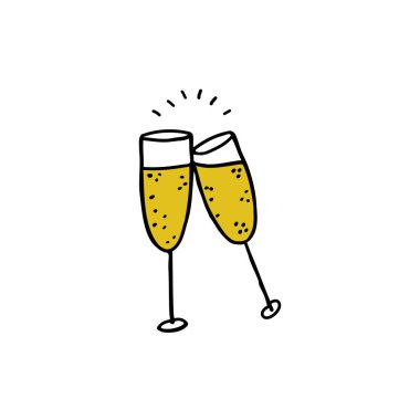 bardak şampanya simgesi doodle
