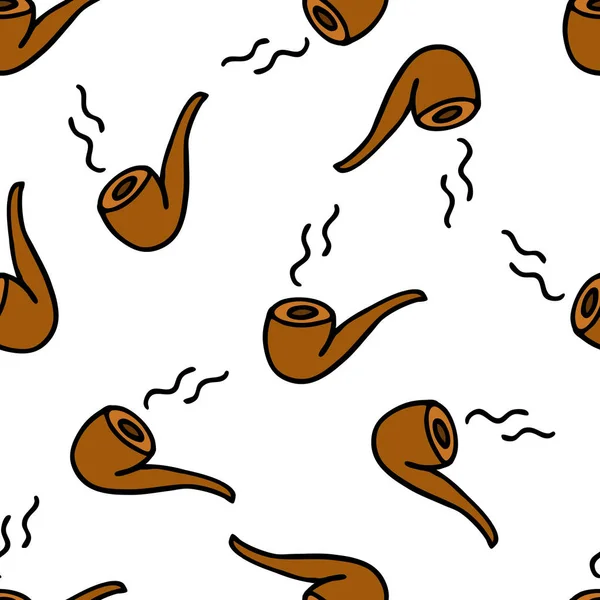 Κάπνισμα σωλήνων άνευ ραφής doodle μοτίβο — Διανυσματικό Αρχείο