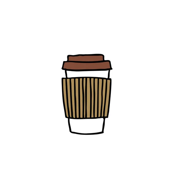Doodle pictogram. kant-en klaarmaaltijden om koffiekopje — Stockvector
