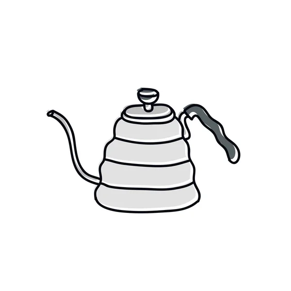 Doodle-Symbol. Wasserkocher für Kaffee — Stockvektor