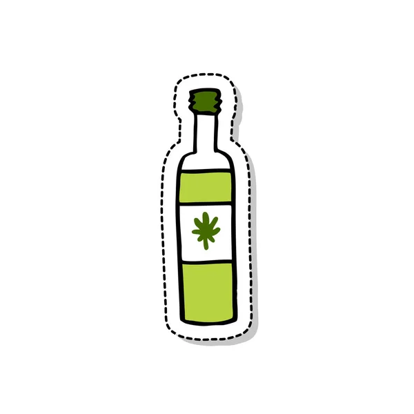 Garrafa com óleo de cânhamo ícone doodle —  Vetores de Stock