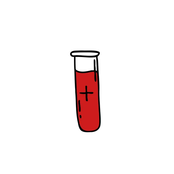 Teste de sangue no ícone doodle tubo — Vetor de Stock