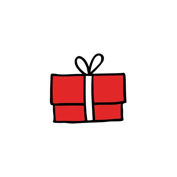 Doodle ajándékdoboz ikont — Stock Vector