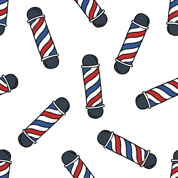 Barber pole seamless doodle pattern — Stock Vector