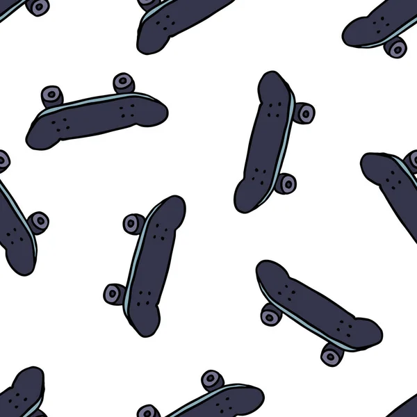 Skateboard sömlös doodle mönster — Stock vektor