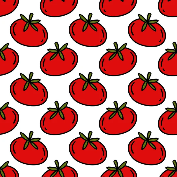 Pola corat-coret tomat tak bergambar - Stok Vektor
