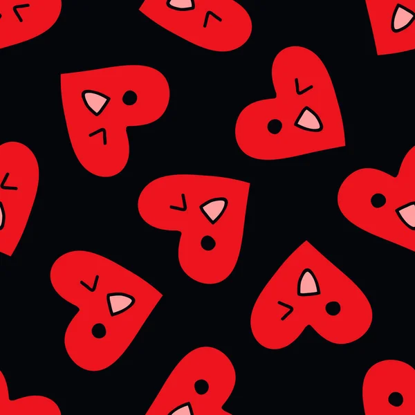 Emoji Herz nahtlose Doodle-Muster — Stockvektor