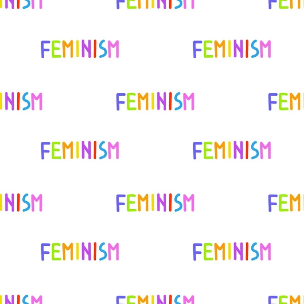 Feminisme belettering naadloze doodle patroon — Stockvector