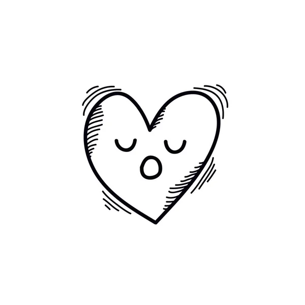 Emotikon heart doodle ikona — Wektor stockowy