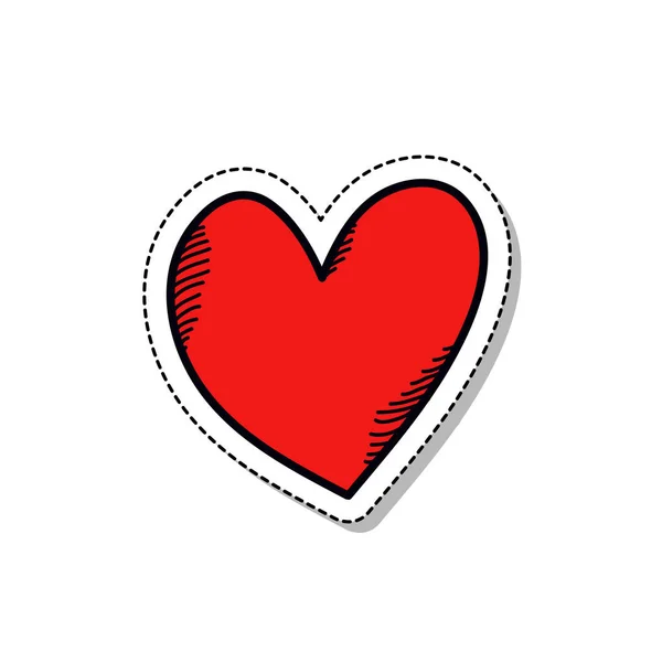 Heart doodle sticker icon — Stock Vector