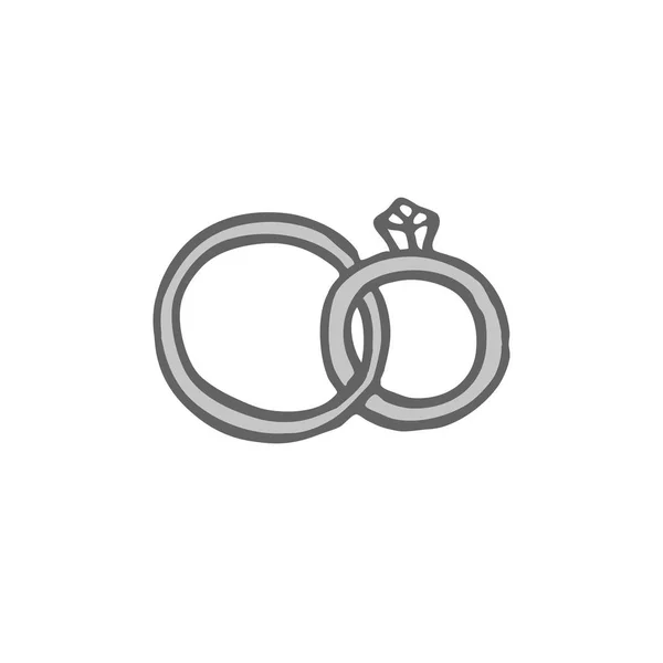 Anillo de boda garabato icono — Vector de stock
