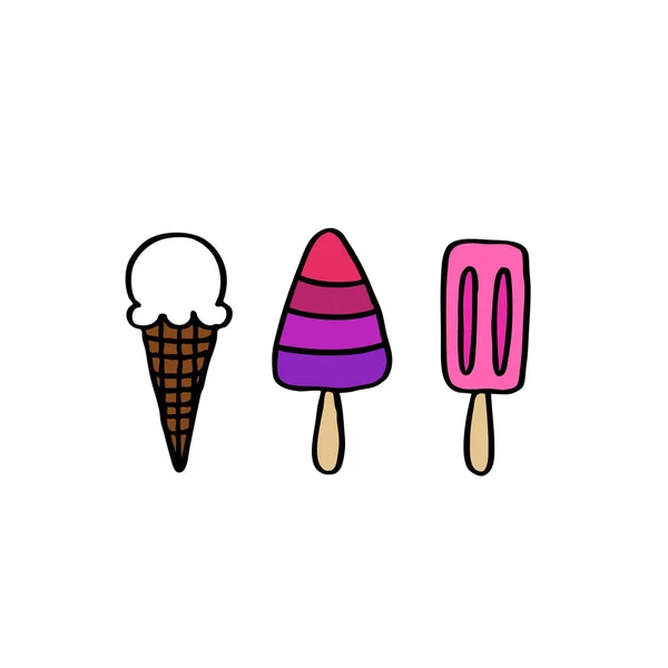 Ícone doodle sorvete — Vetor de Stock