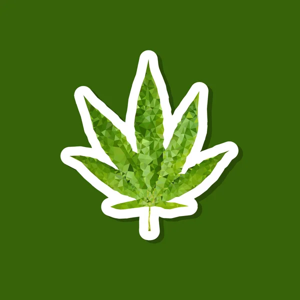 Marijuana blad polygonal klistermärke — Stock vektor