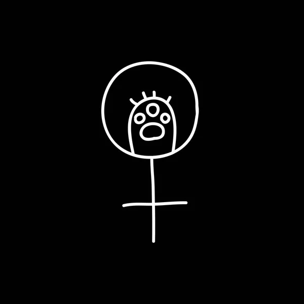 Símbolo feminista com ícone doodle pata —  Vetores de Stock