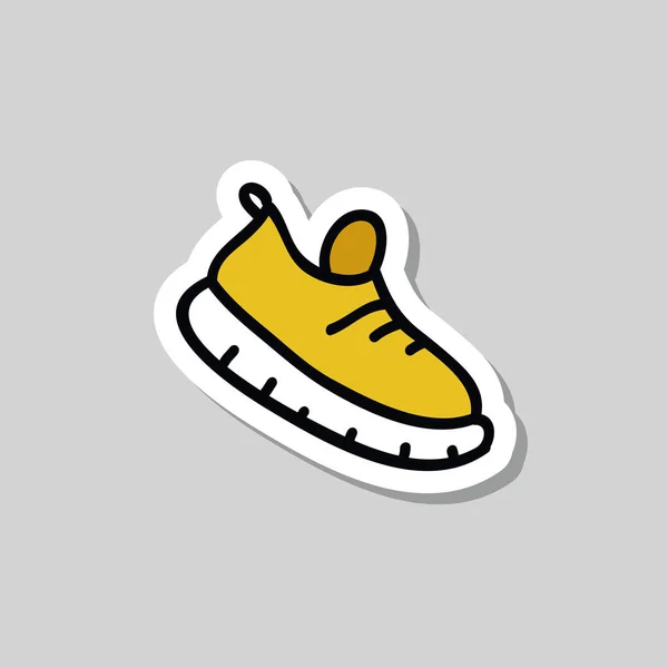 Zapatillas de correr garabato icono de etiqueta — Vector de stock