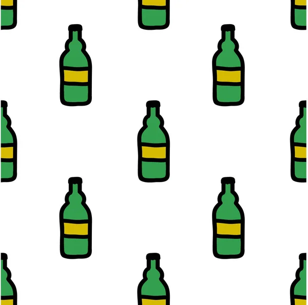 Beer seamless doodle pattern — Stock Vector