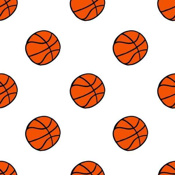 Patrón de garabato sin costura de baloncesto — Vector de stock