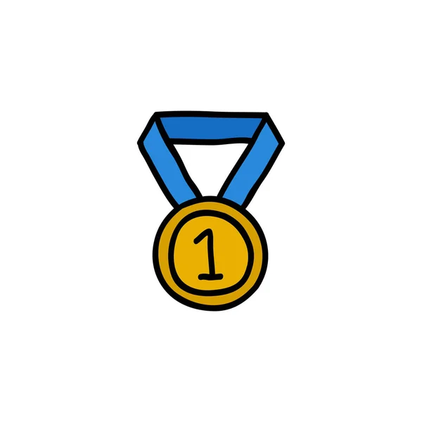 Winner's medal doodle icon — Stock Vector