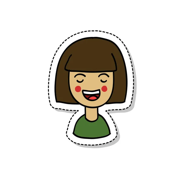 Fille avatar doodle icône — Image vectorielle