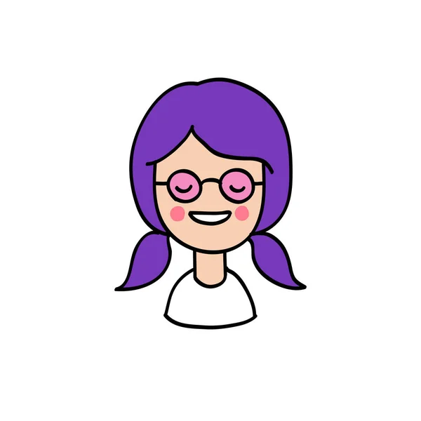 Dziewczyna avatar doodle ikona — Wektor stockowy