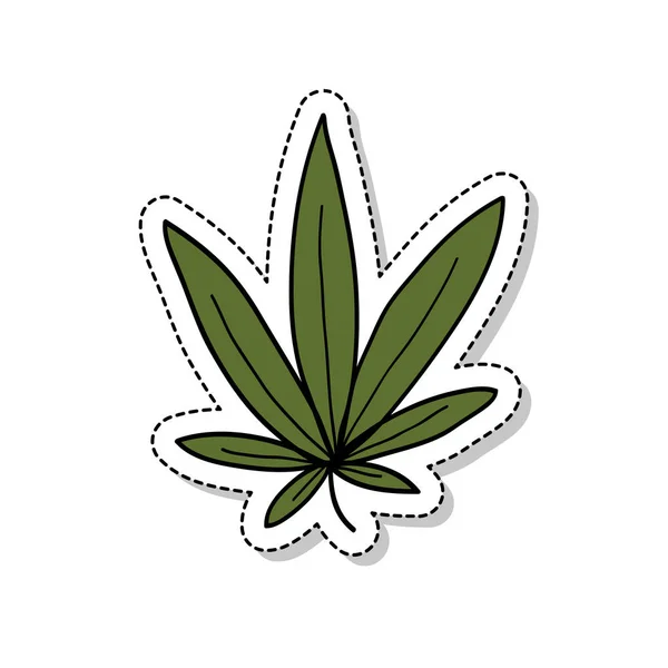 Cannabis, folha de maconha adesivo doodle ícone —  Vetores de Stock