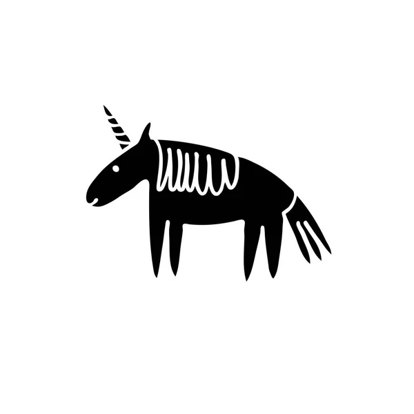 Icône de gribouillage licorne — Image vectorielle