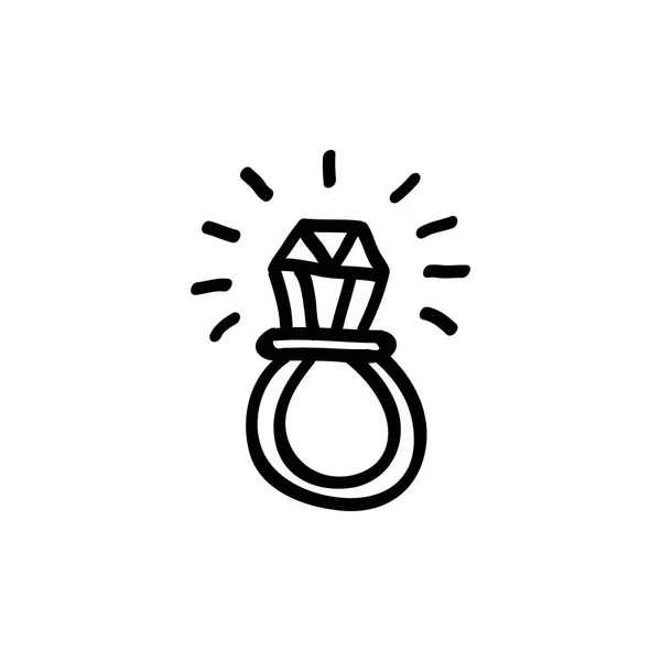 Ring met een diamant doodle pictogram — Stockvector