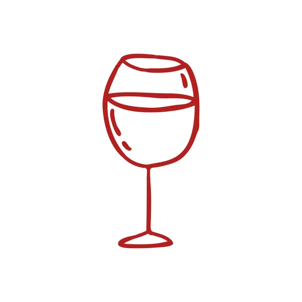 Cam şarap doodle simgesinin — Stok Vektör