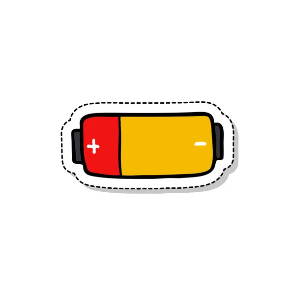 Battery sticker doodle icon — Stock Vector