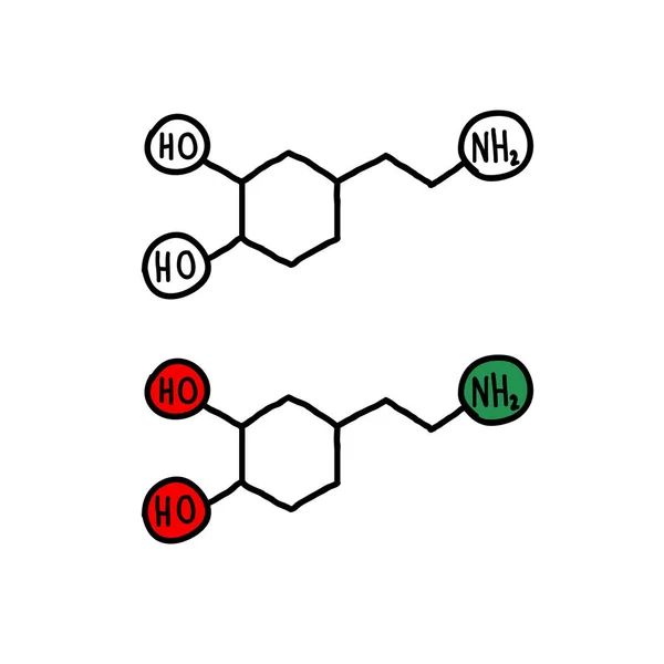 Значок каракулі дофамінової формули — стоковий вектор