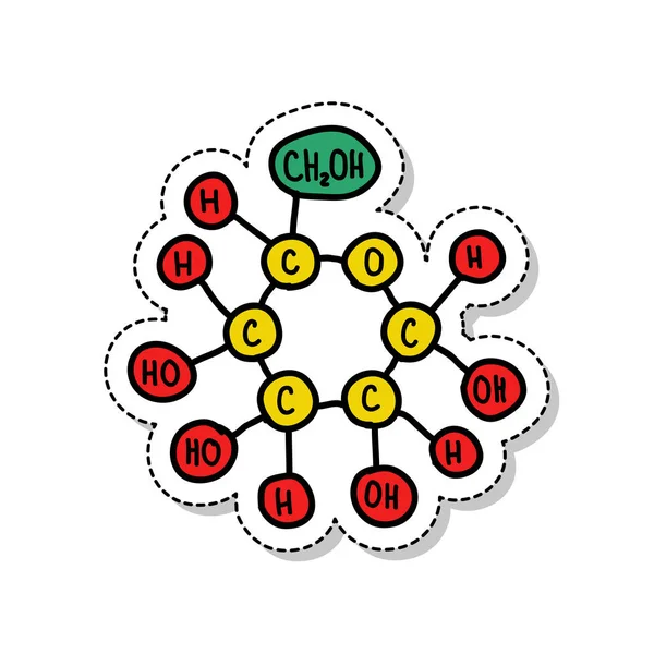 Glikoz formül etiket doodle simgesi — Stok Vektör