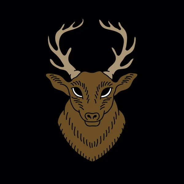 Deer illustration traditional tattoo flash — Stock Vector