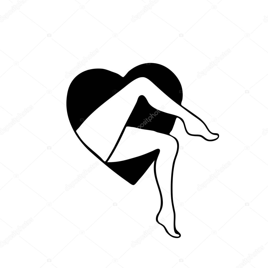 women's legs in the heart illustration traditional tattoo flash