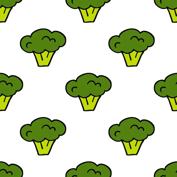 Bezszwowy Wzór Bazgrołów Brokułów — Wektor stockowy