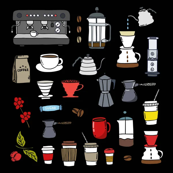 Coffee Doodle Icons Set — Stock Vector