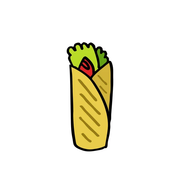 Ícone Doodle Sanduíche Shawarma —  Vetores de Stock