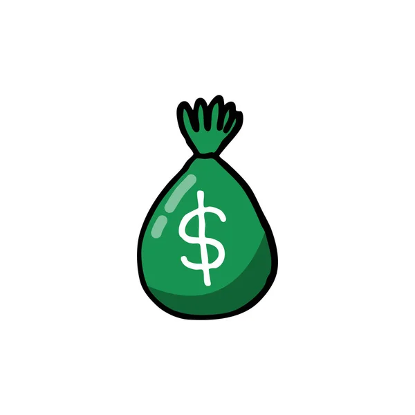 Dinheiro Saco Doodle Ícone — Vetor de Stock