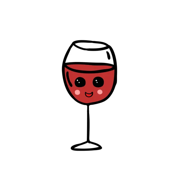 Verre Vin Icône Doodle — Image vectorielle